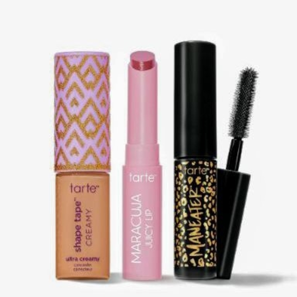 tarte Pink Lip Balm, Beige Cream Concealer & Black Mascara Trio
